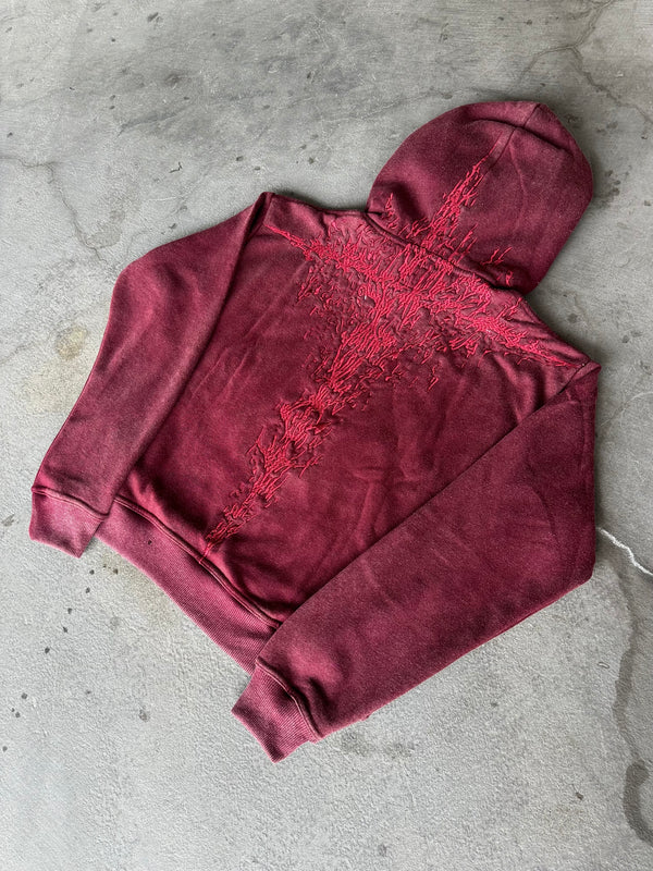 "Half a Million" Embroidered Hoodie (Maroon) - Second Image