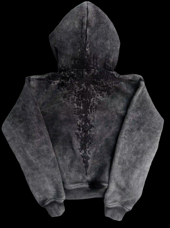 "Half a Million" Embroidered Hoodie (Black) — on black