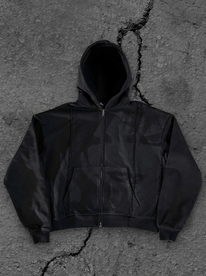 "Glitched” Zip-Up (Black)