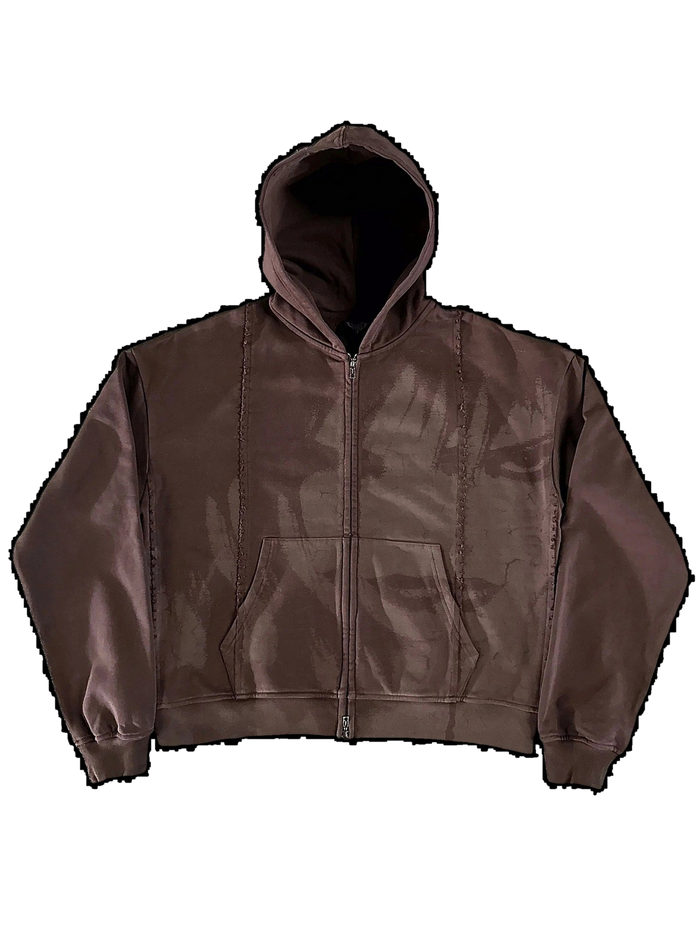 “Glitched” Zip-Up (Brown)