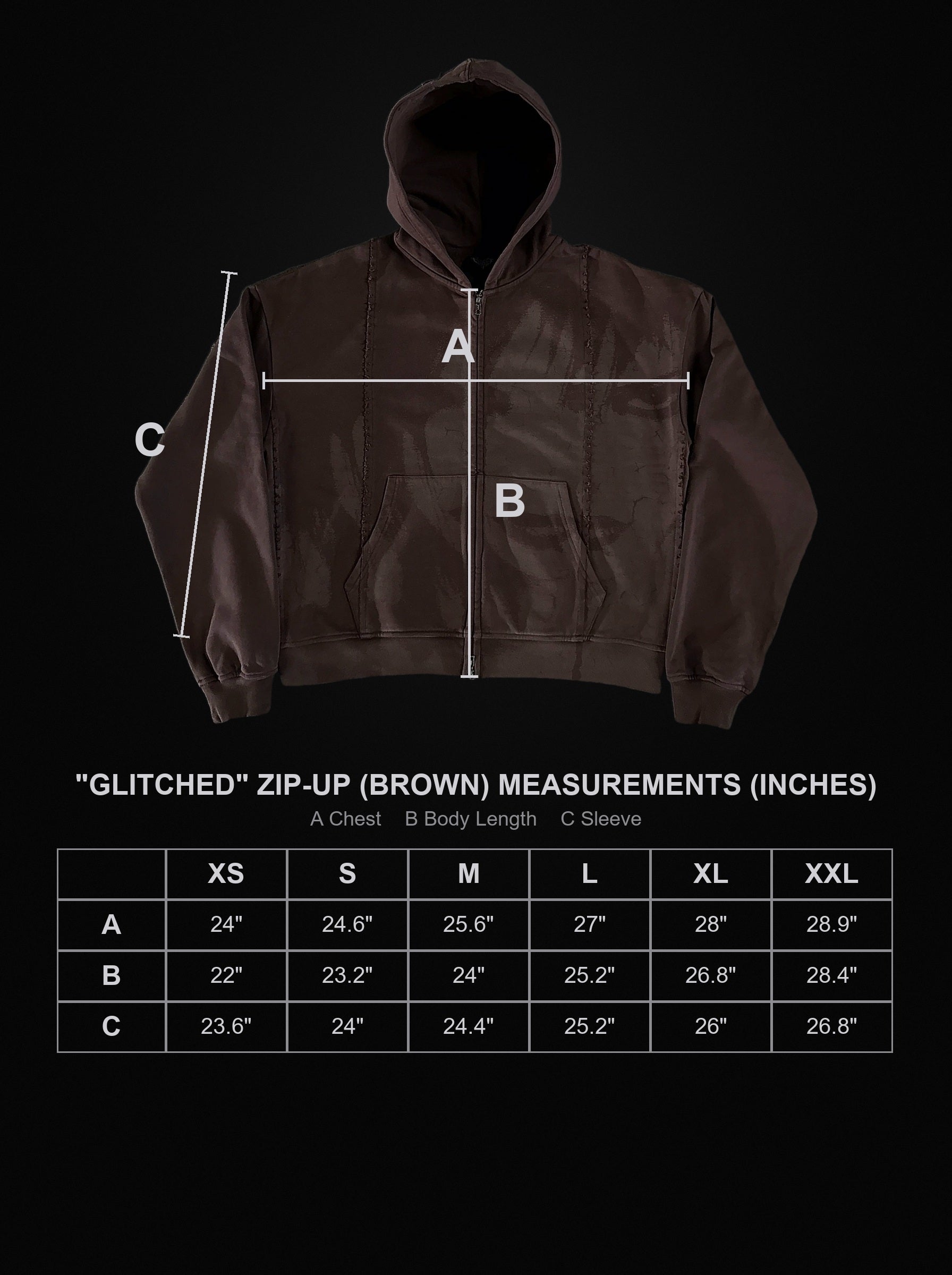 1400-brown-face-zip size chart