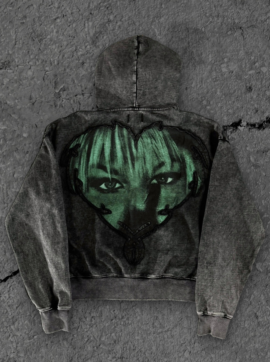 1400 green heart zip