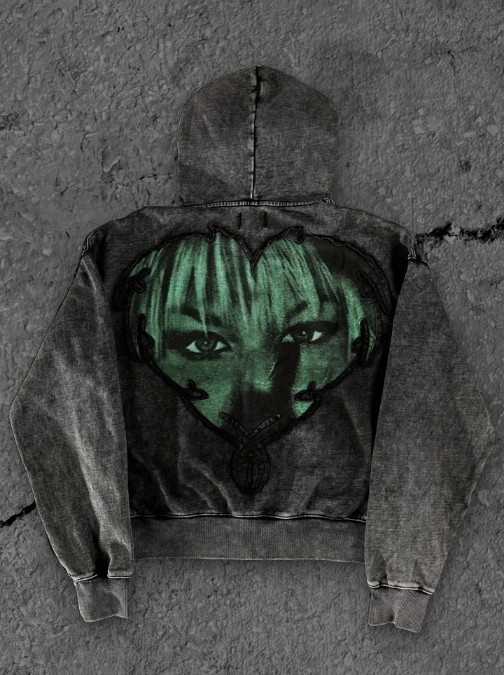 1400 green heart zip