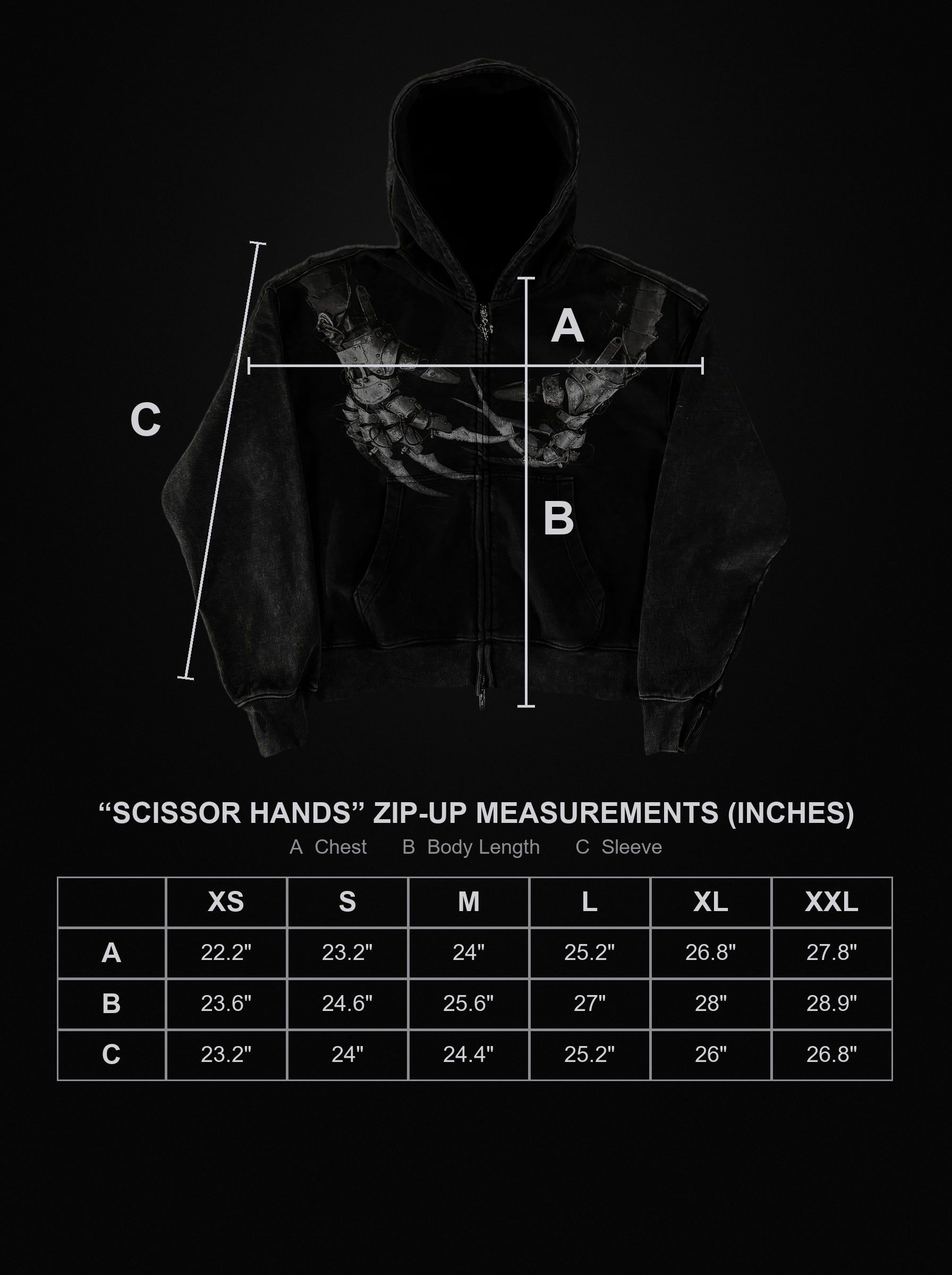 1400-knight-hoodie size chart