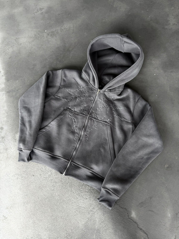 
    
      “Half a Million” Embroidery Zip-Up (Grey)
    
