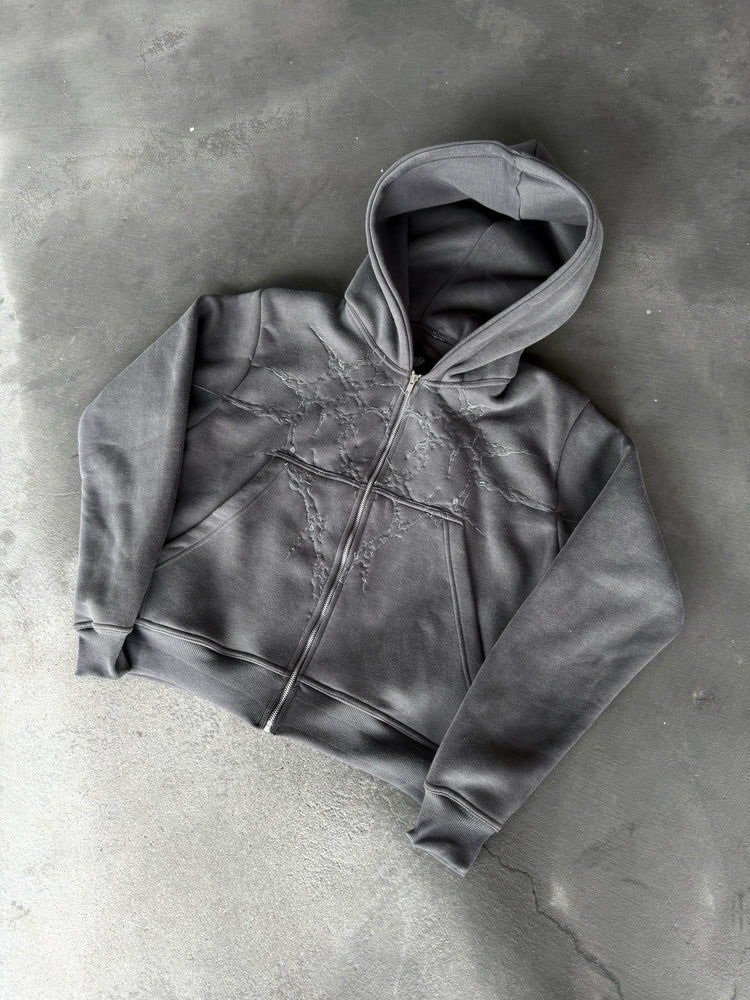 “Half a Million” Embroidery Zip-Up (Grey)