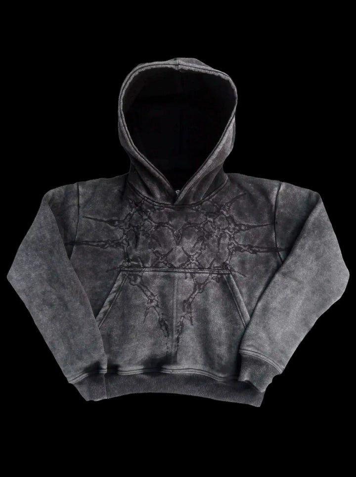 "Half a Million" Embroidered Hoodie (Black) — on black