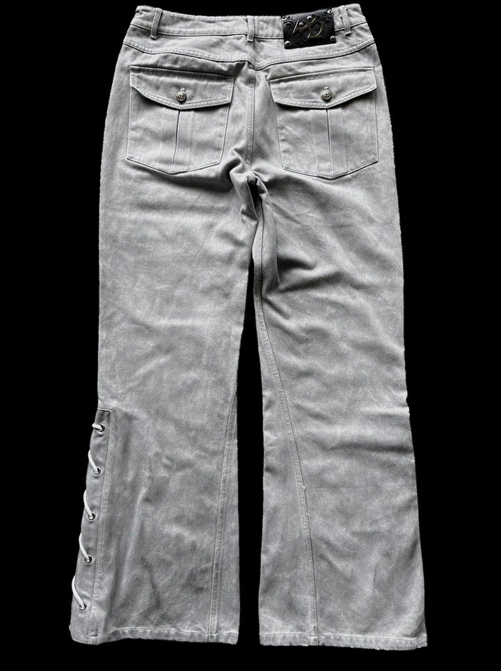 “Ichigo” Flared Jeans (White) — on black