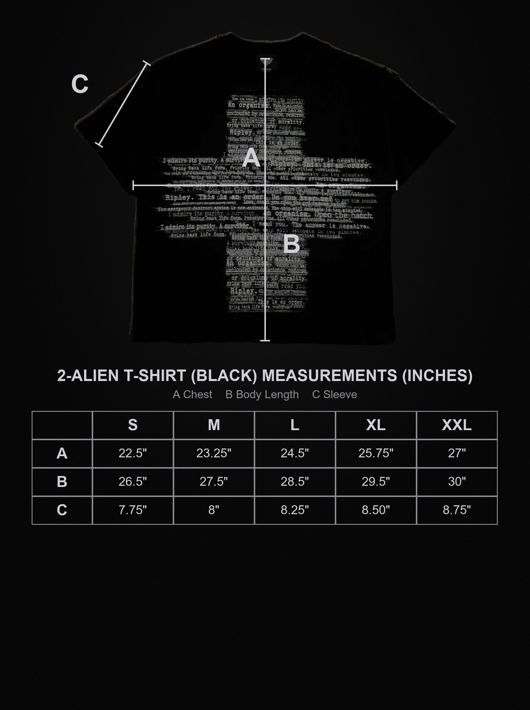 2-alien-t-shirt-black size chart