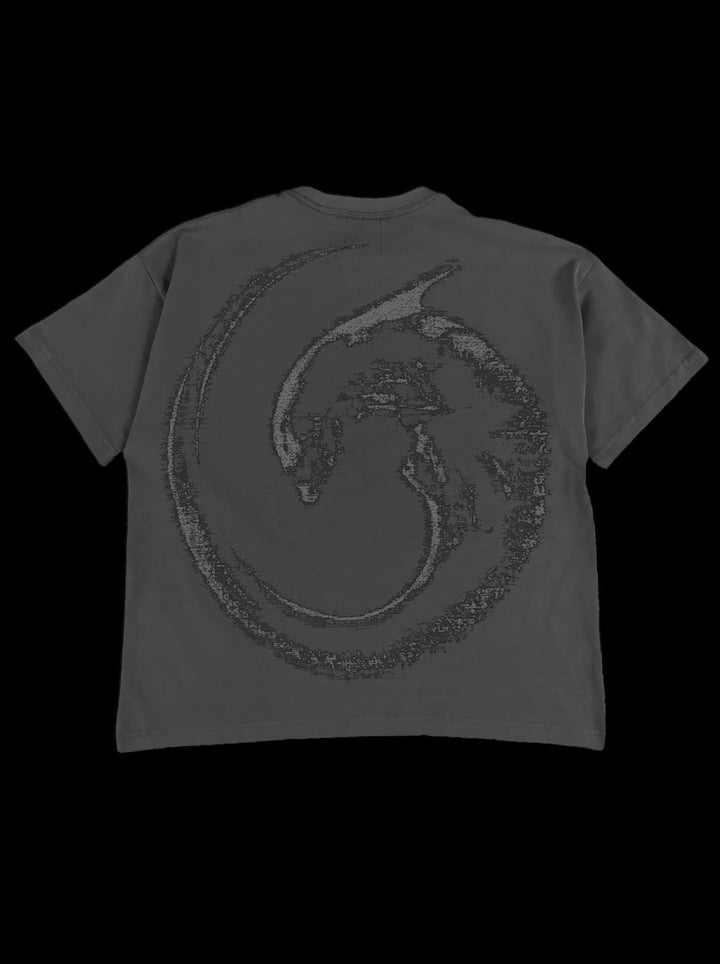 “2-Alien” T-Shirt (Gray) — on black back