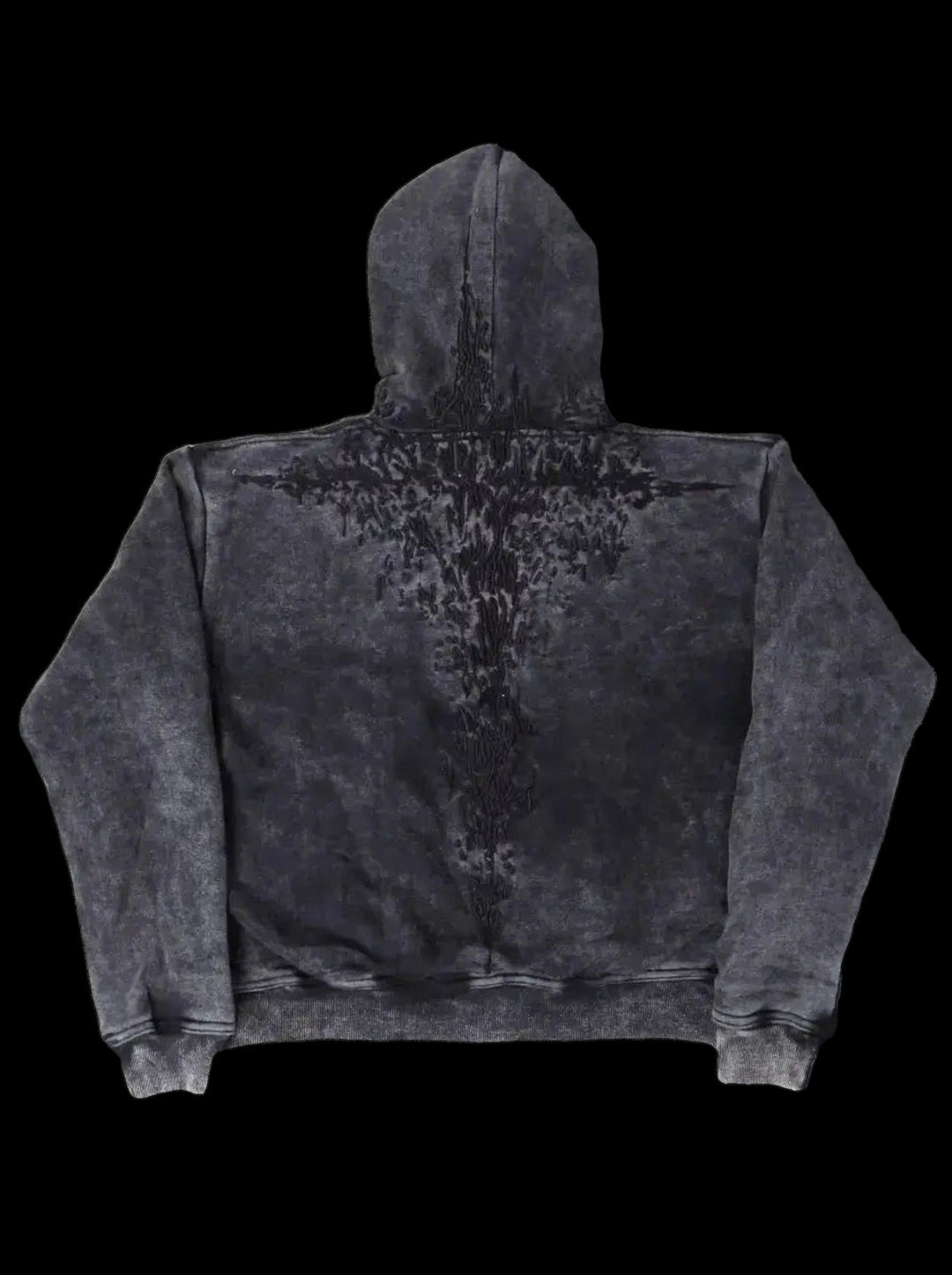 "Half a Million" Embroidered Hoodie (Black) — on black