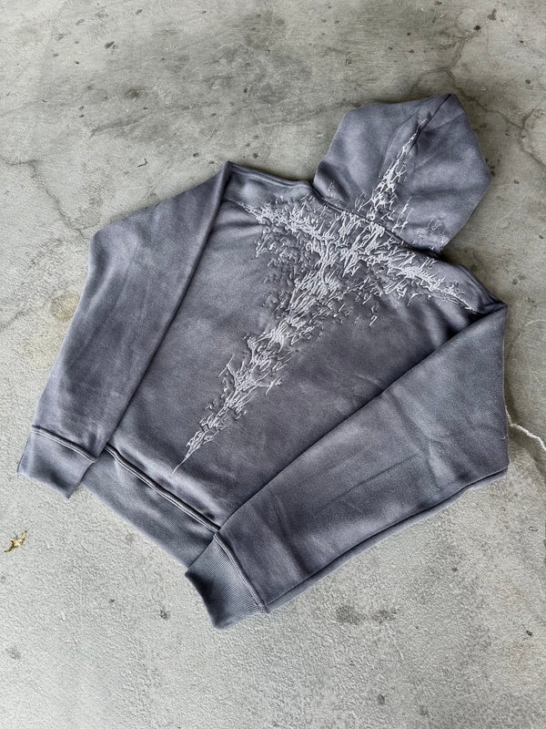 "Half a Million" Embroidered Hoodie (Grey) - Second Image