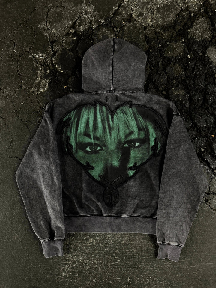 "1400" green heart zip pholoh
