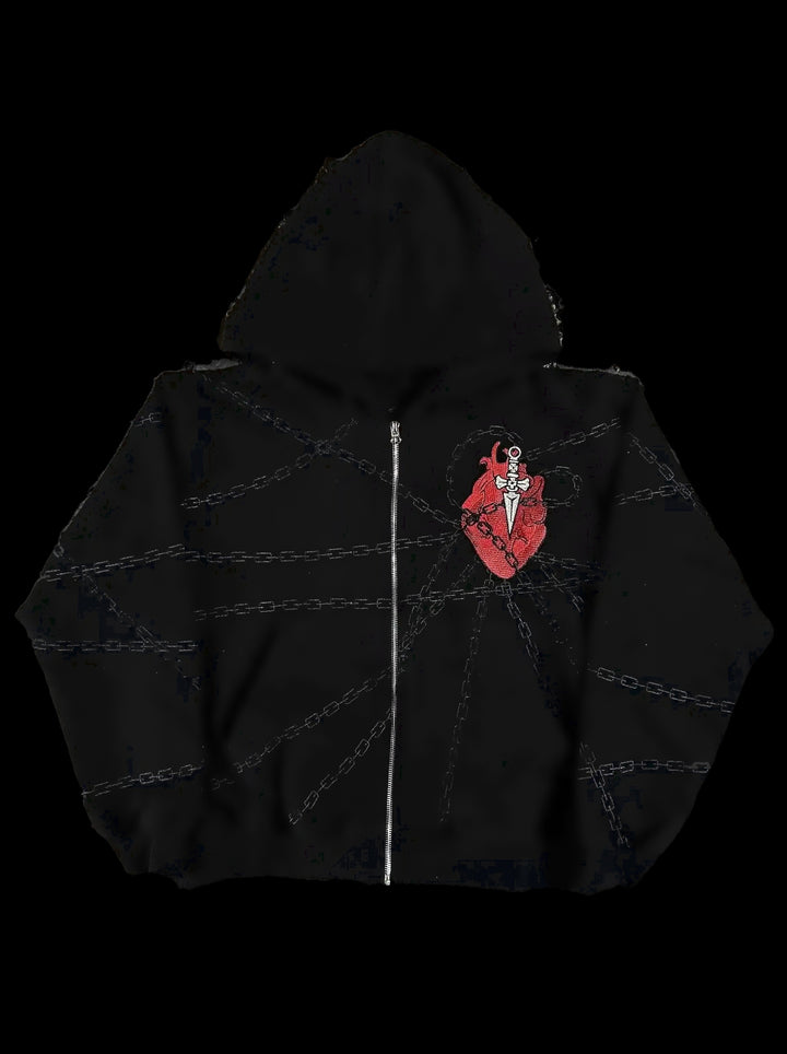 "Kurapika" Zip-Up (Black) — on black