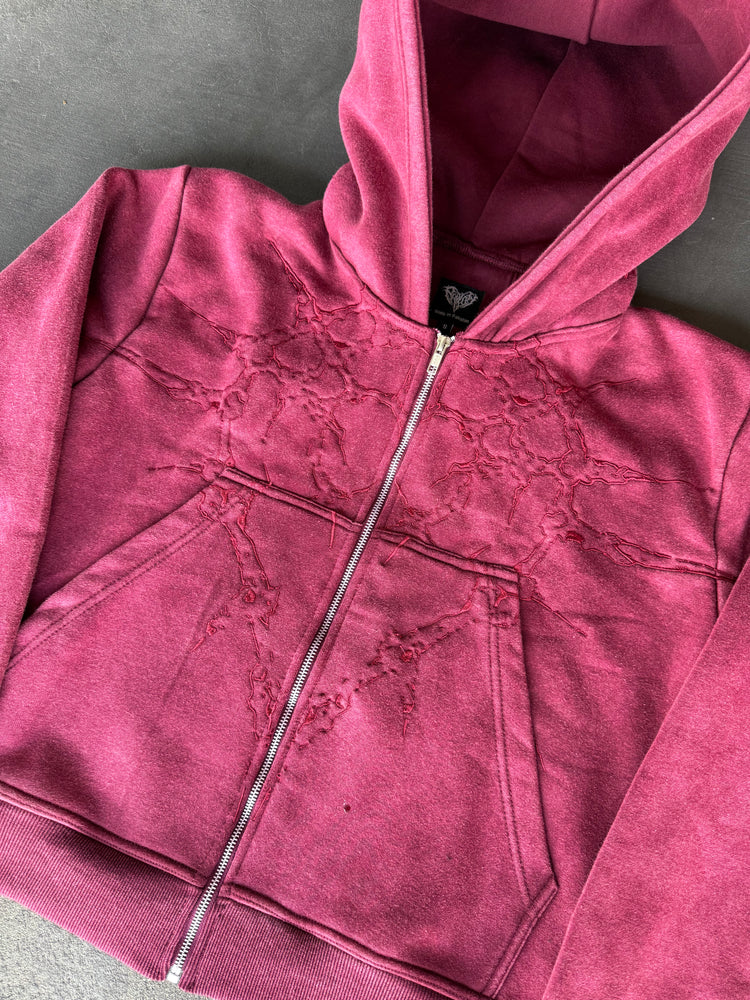 “Half a Million” Embroidery Zip-Up (Maroon)