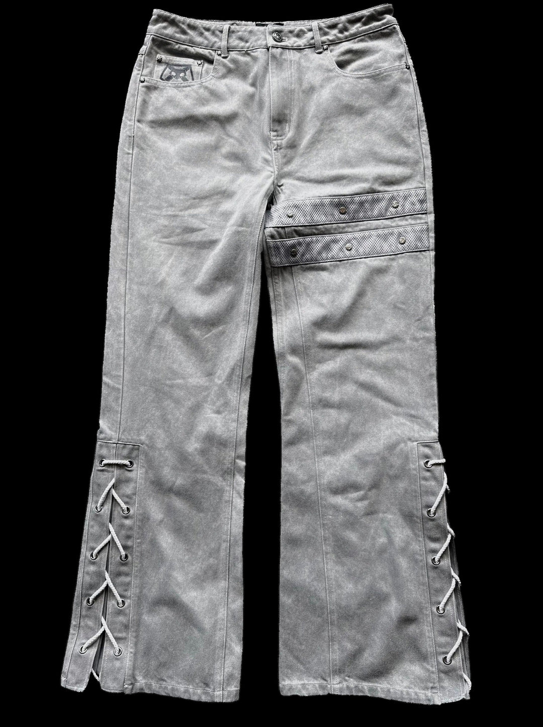“Ichigo” Flared Jeans (White) — on black