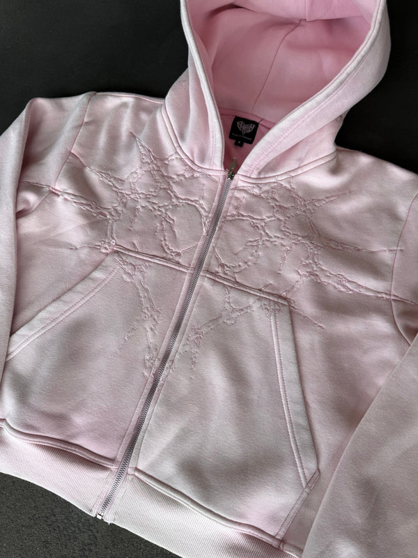 “Half a Million” Embroidery Zip-Up (Light Pink) - Second Image