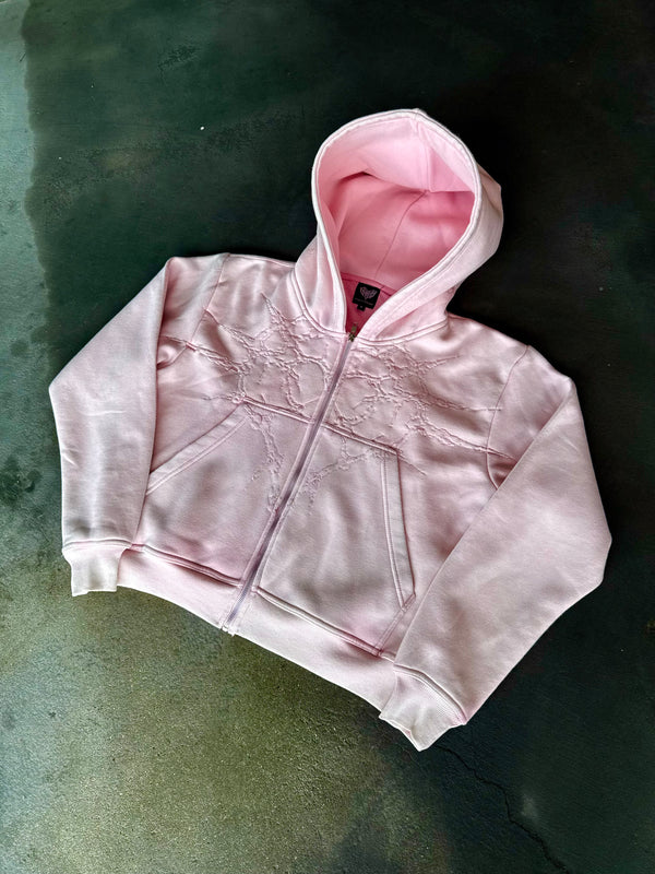 
    
      “Half a Million” Embroidery Zip-Up (Light Pink)
    
