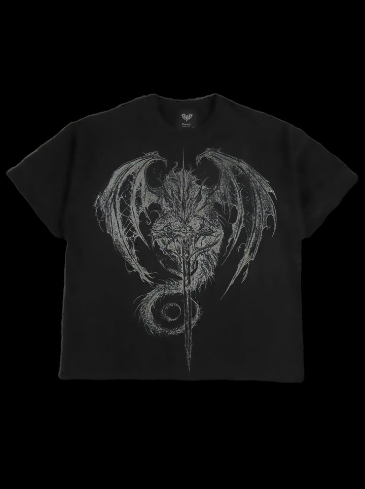 “Midir” T-Shirt (Black) — on black