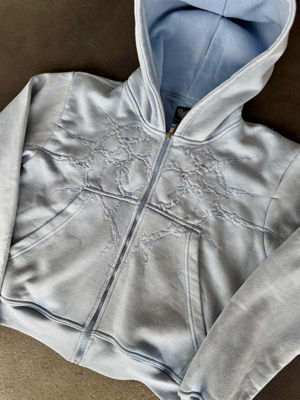 “Half a Million” Embroidery Zip-Up (Baby Blue) - Second Image