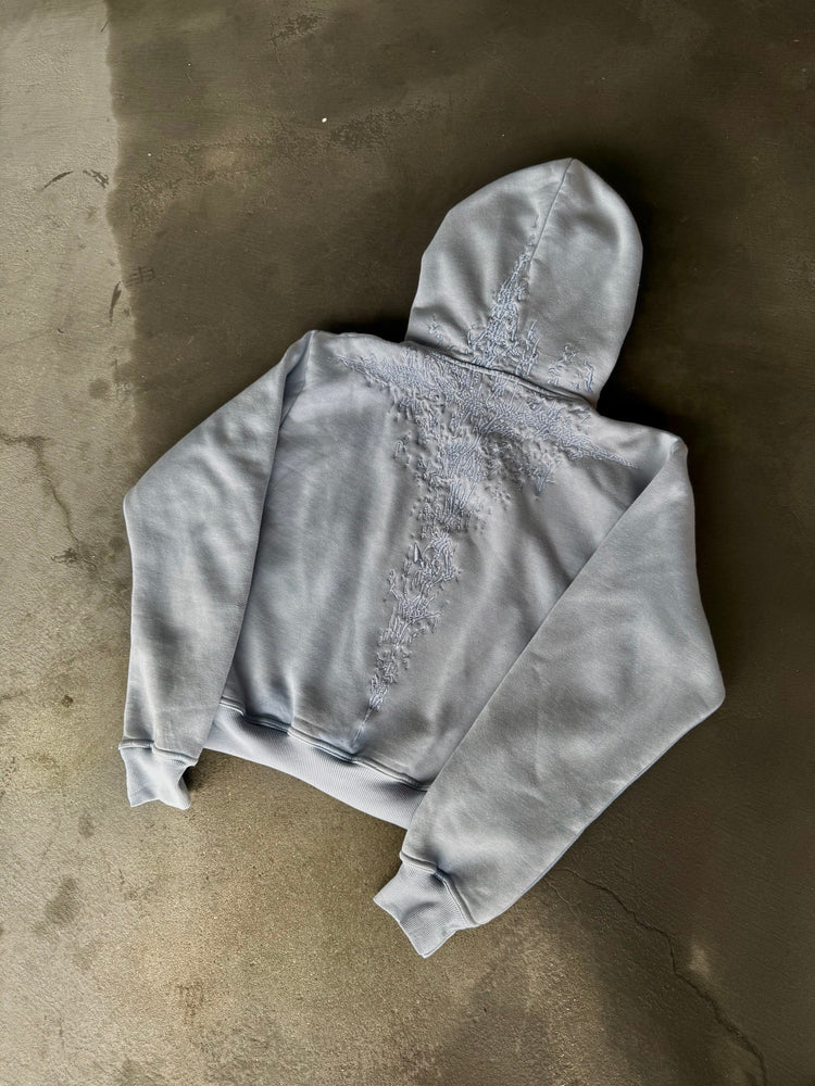 “Half a Million” Embroidery Zip-Up (Baby Blue)