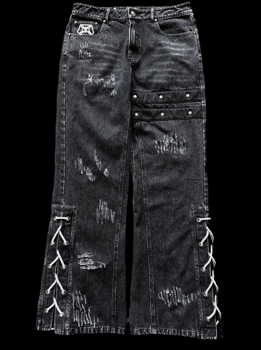 “Ichigo” Flared Jeans (Black) — on black