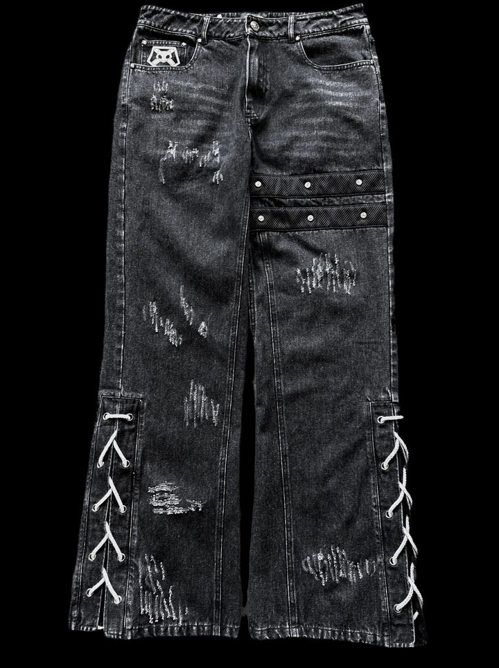 “Ichigo” Flared Jeans (Black) — on black