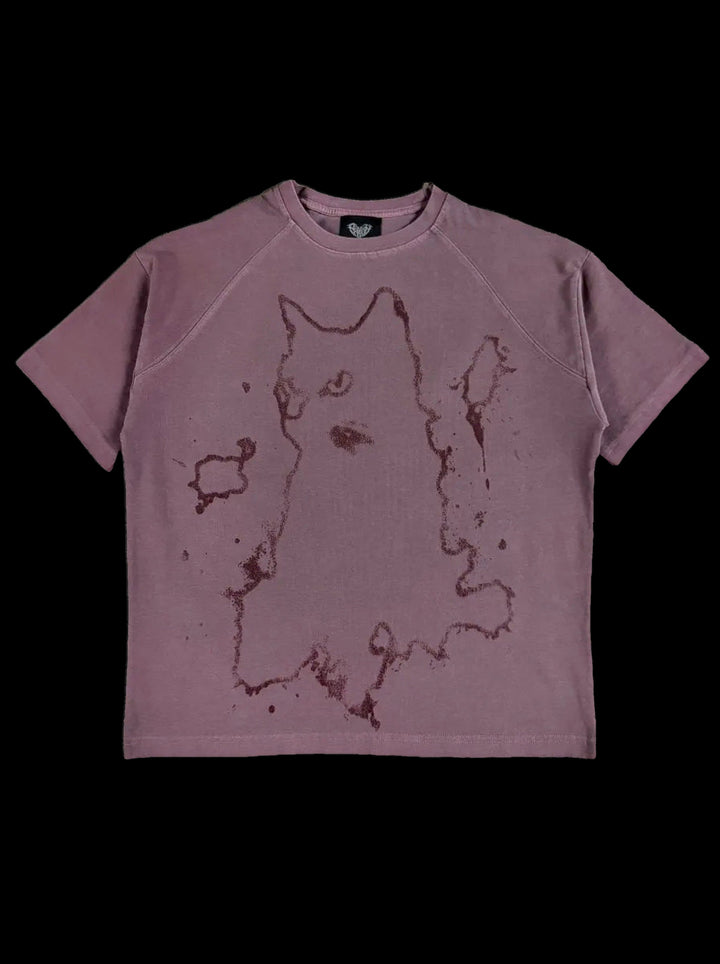 “Cat” T-Shirt (Pink) — on black