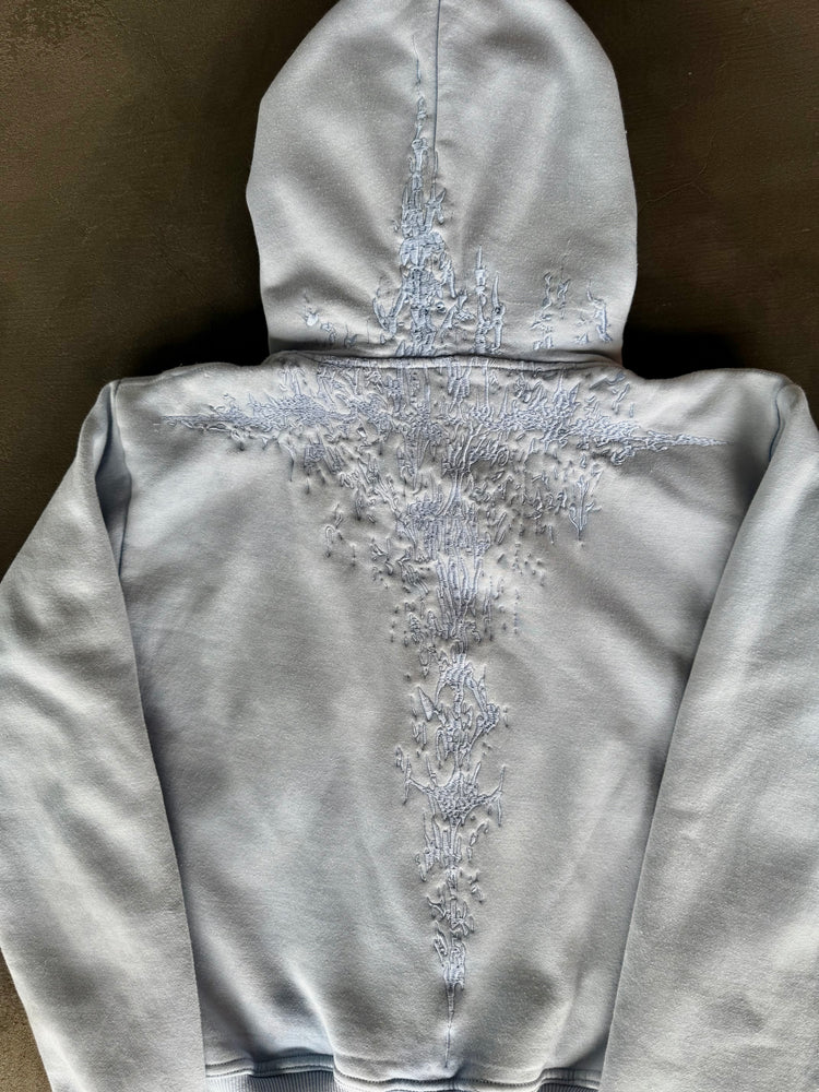 “Half a Million” Embroidery Zip-Up (Baby Blue)