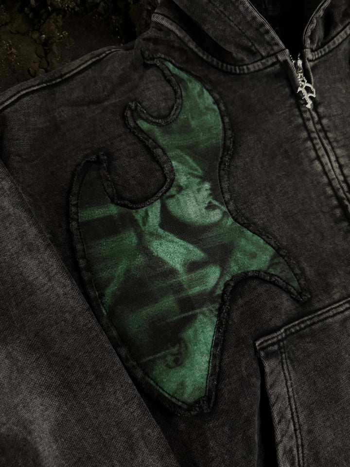 "1400" green heart zip pholoh