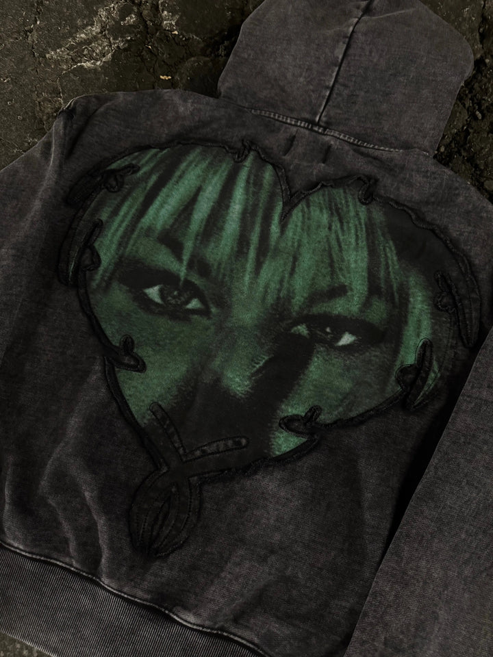 "1400" green heart zip pholoh