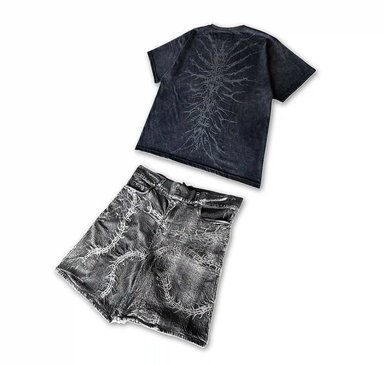 GHOUL JORTS+WASHED BLACK TEE