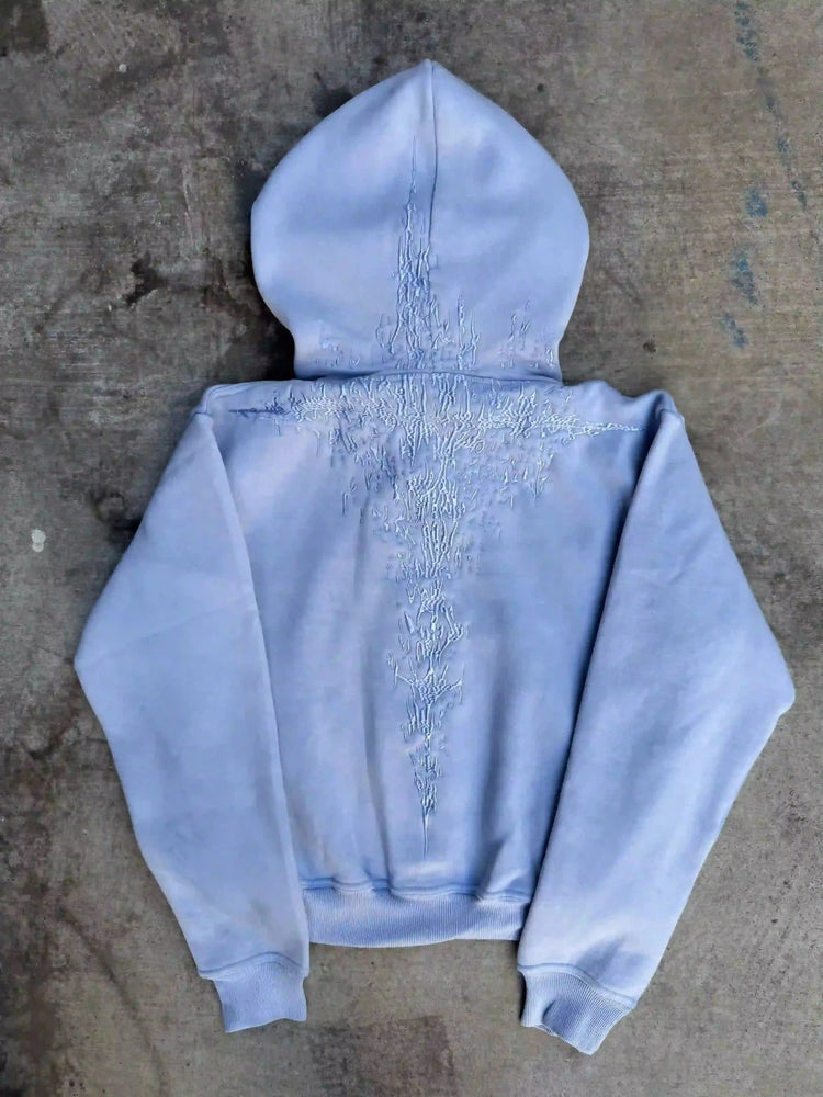 “Half a Million” Embroidery Zip-Up (Baby Blue) pholoh