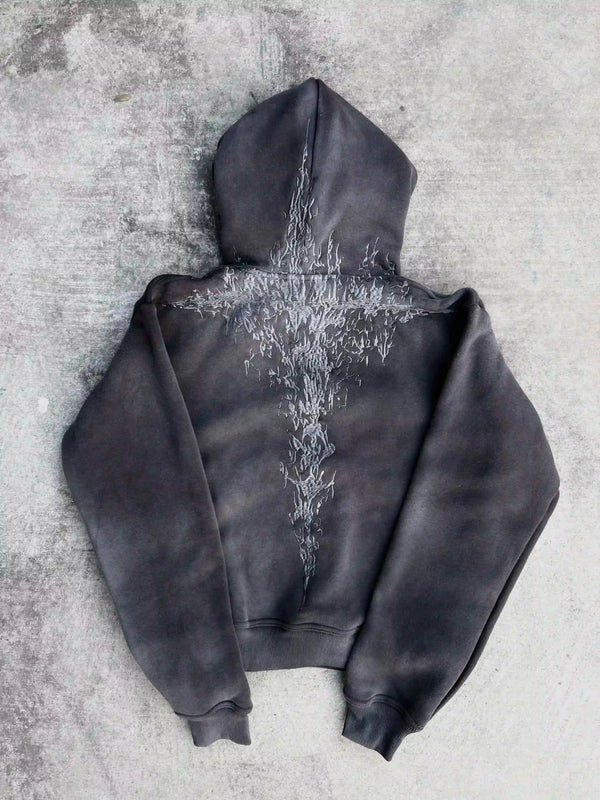 "Half a Million" Embroidered Hoodie (Grey) - Second Image