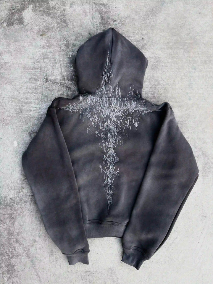 "Half a Million" Embroidered Hoodie (Grey) pholoh