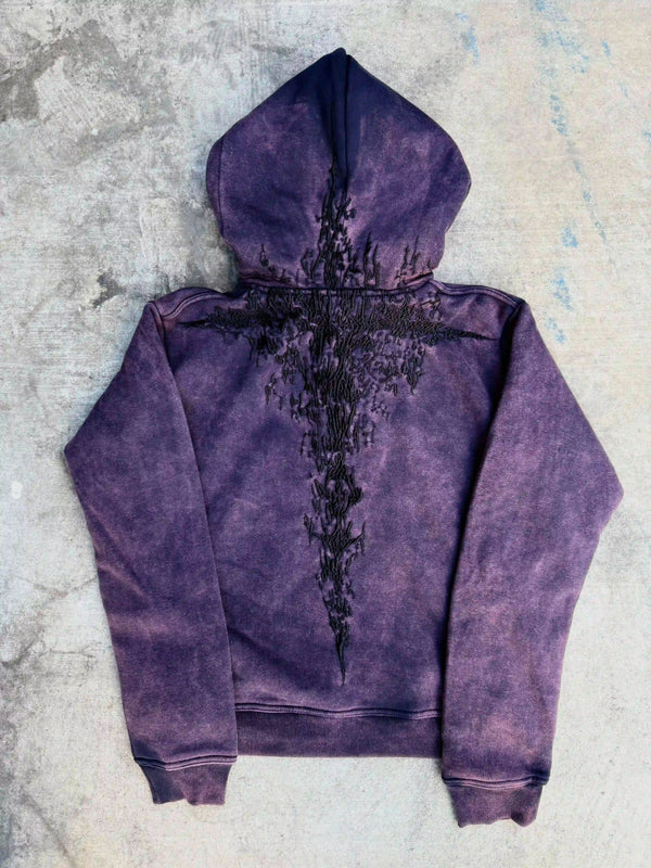 “Half a Million” Embroidered Hoodie (Dark Purple) - Second Image