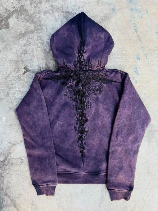 
    
      “Half a Million” Embroidered Hoodie (Dark Purple) pholoh
    
