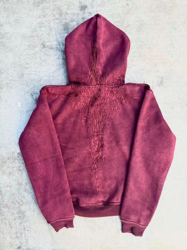 
    
      "Half a Million" Embroidered Hoodie (Maroon)
    
