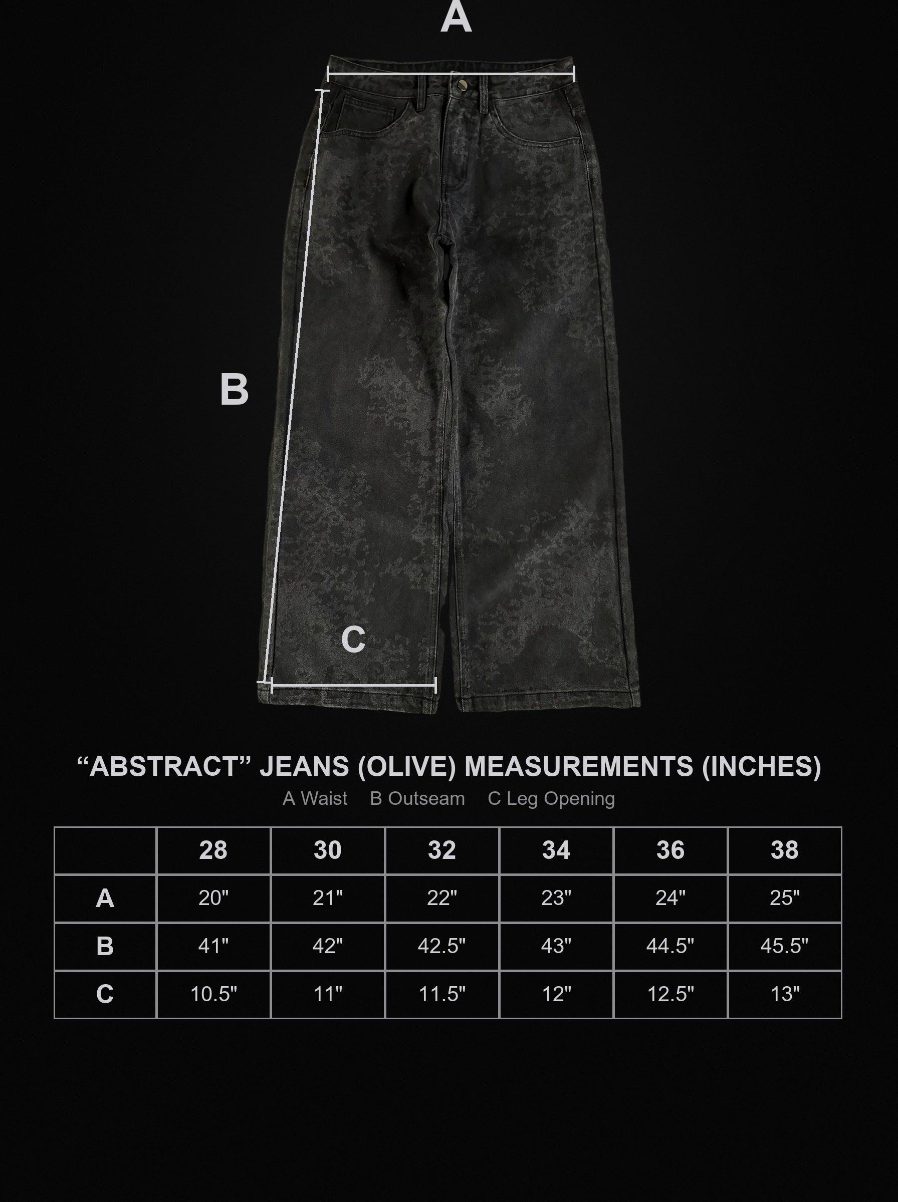 abstract-jeans-olive size chart
