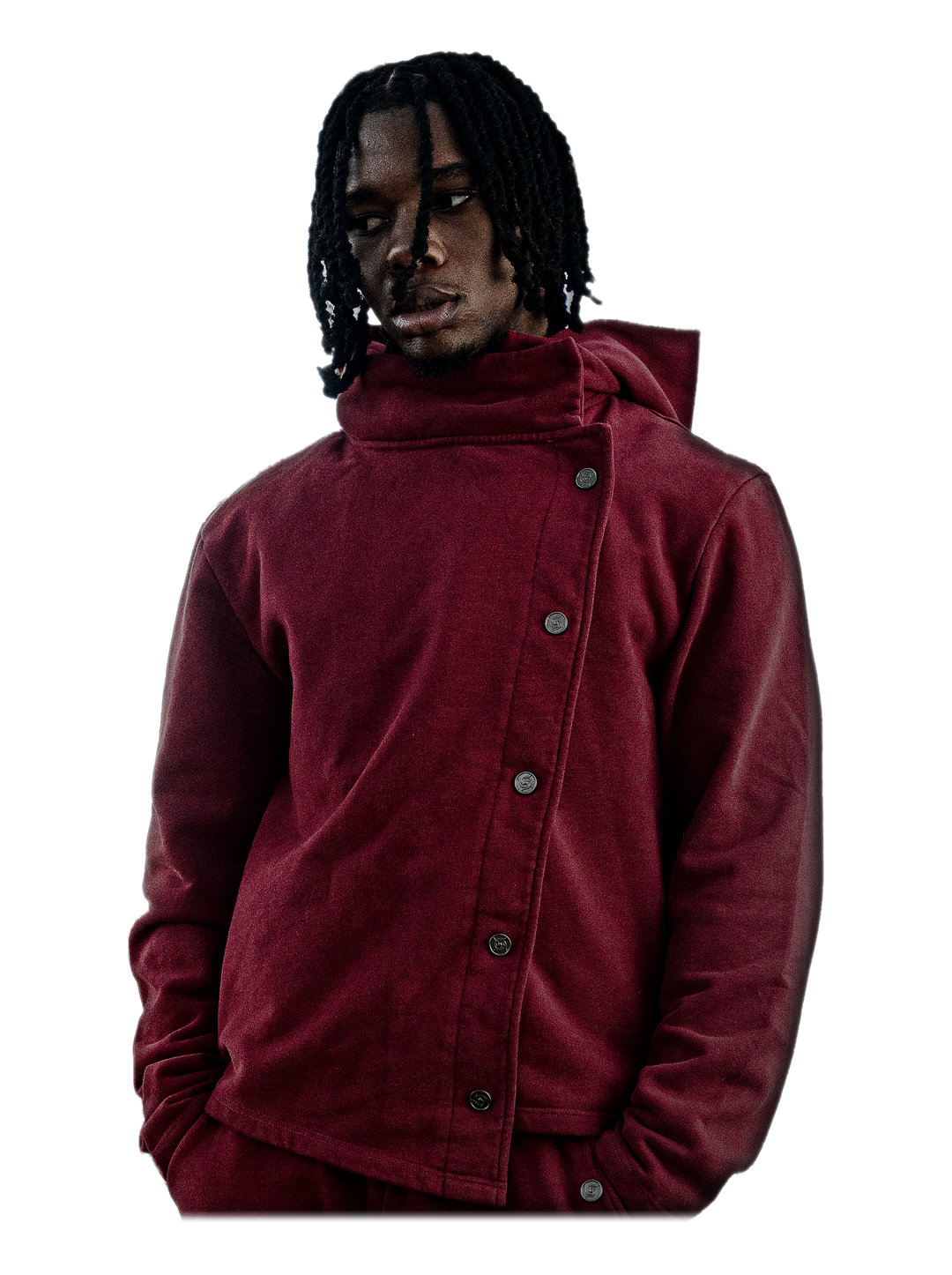 Aka Jacket (Blood), front, on model