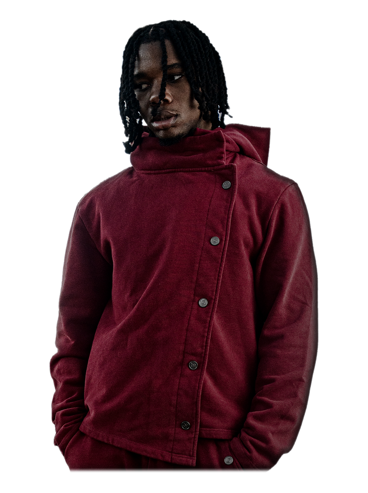 Aka Jacket (Blood), front, on model