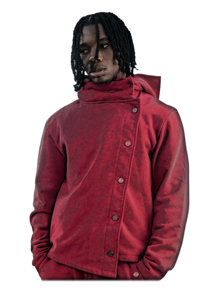 Aka Jacket (Blood), front, on model