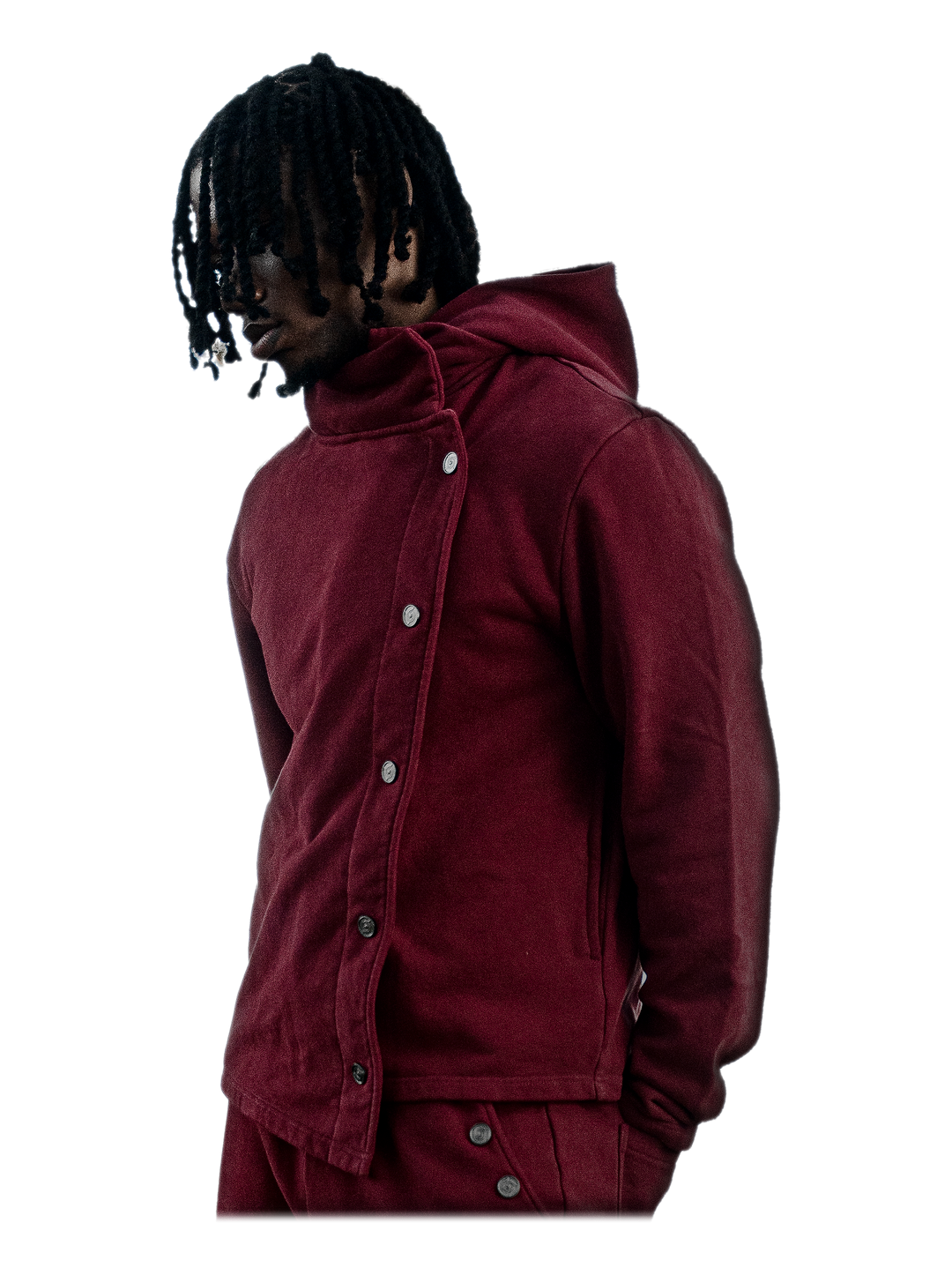 Aka Jacket (Blood), side, on model