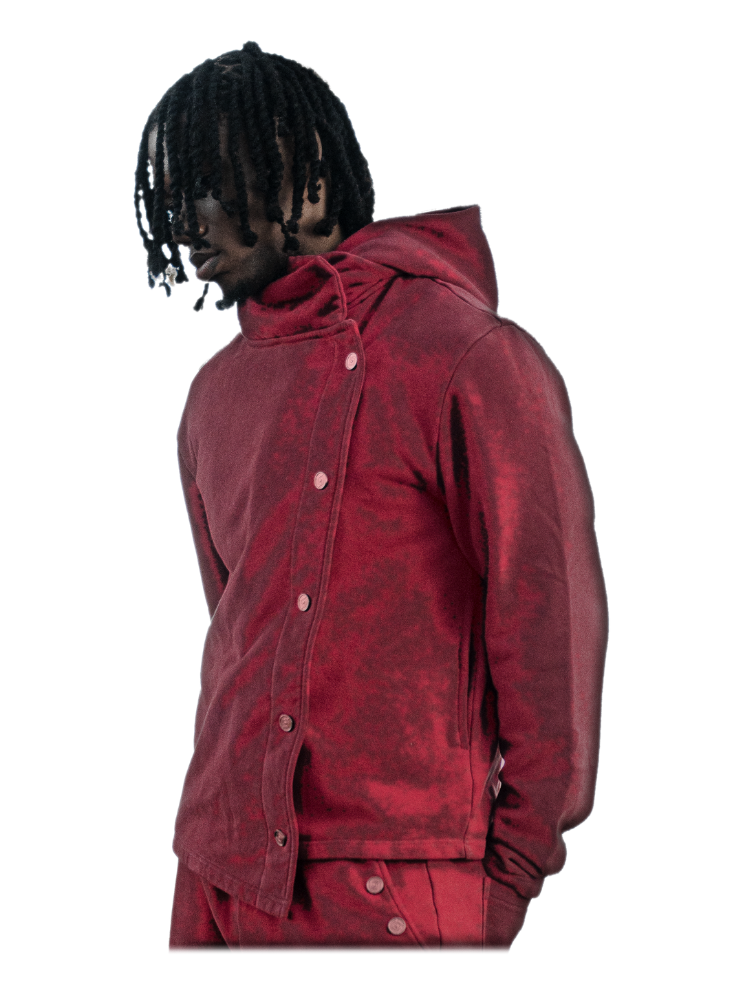 Aka Jacket (Blood), side, on model