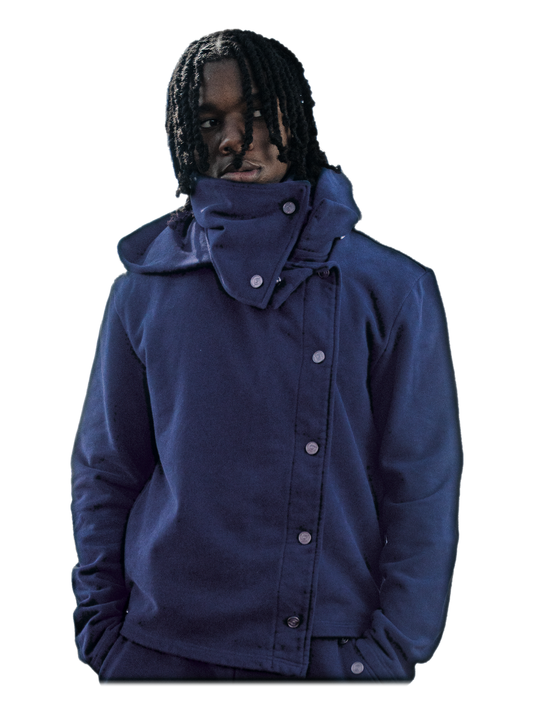 Ao Jacket (Navy), front, on model