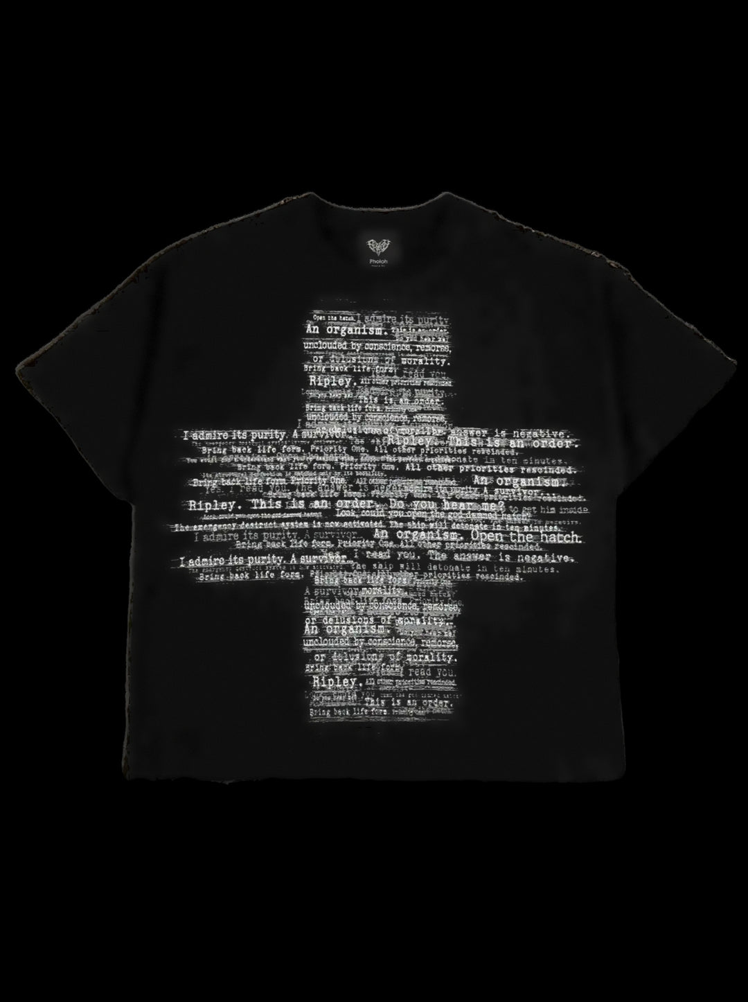 “2-Alien” T-Shirt (Black) — on black