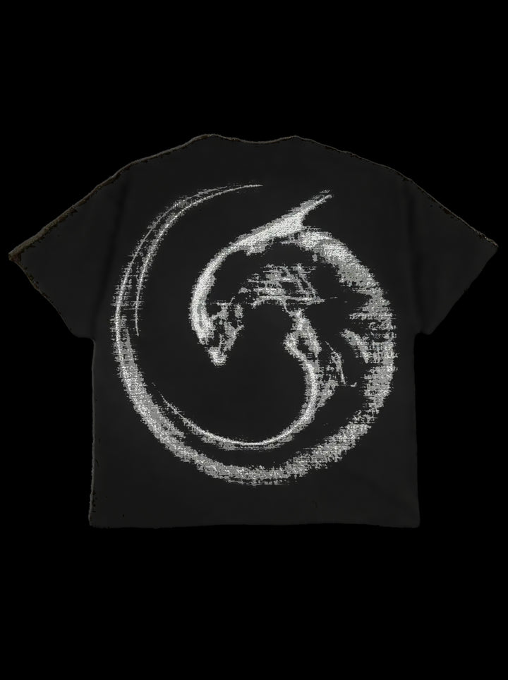 “2-Alien” T-Shirt (Black) — on black