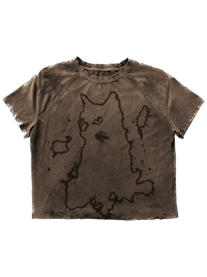 Cat T-Shirt Coffee front