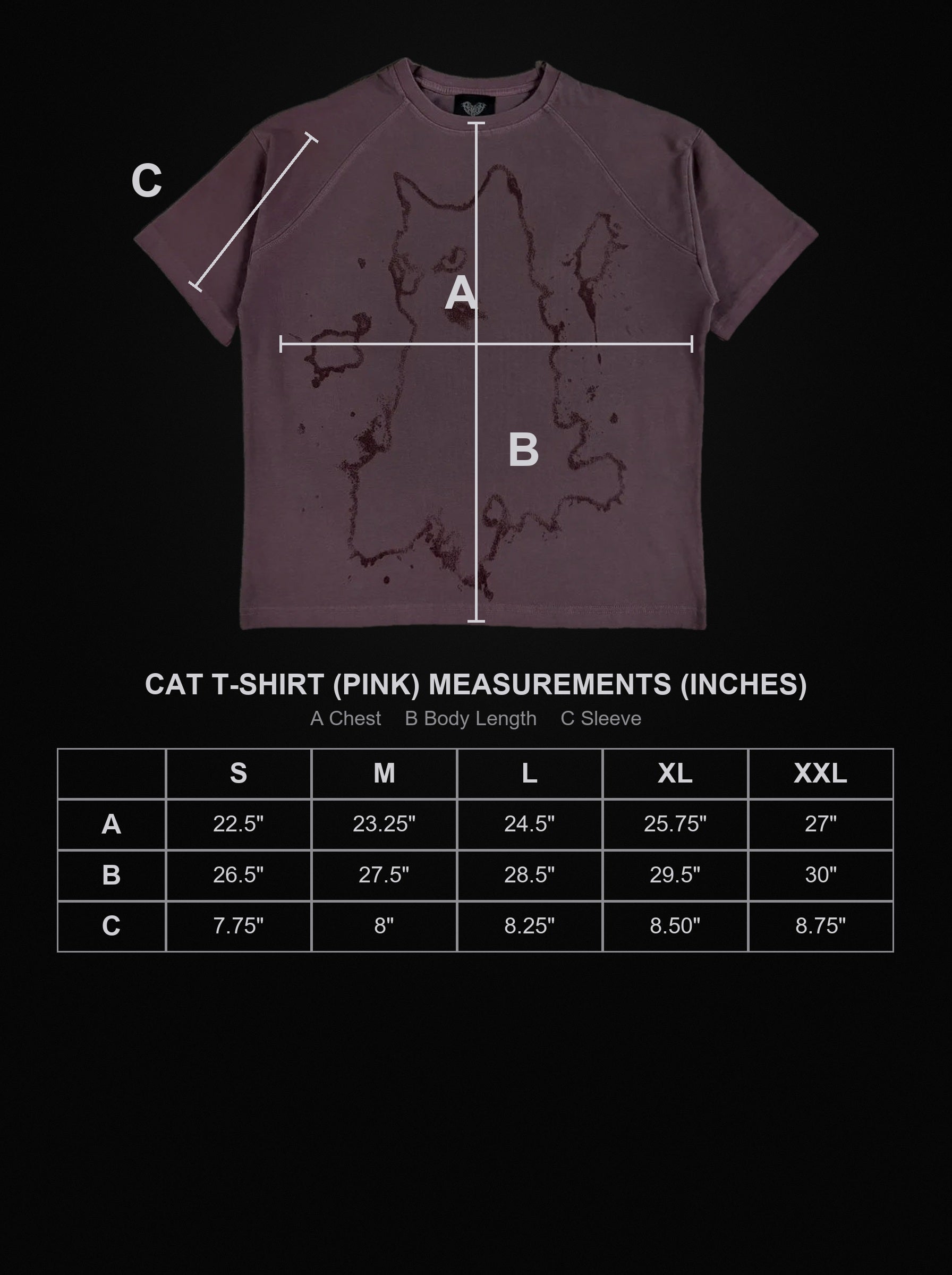 cat-t-shirt-pink size chart