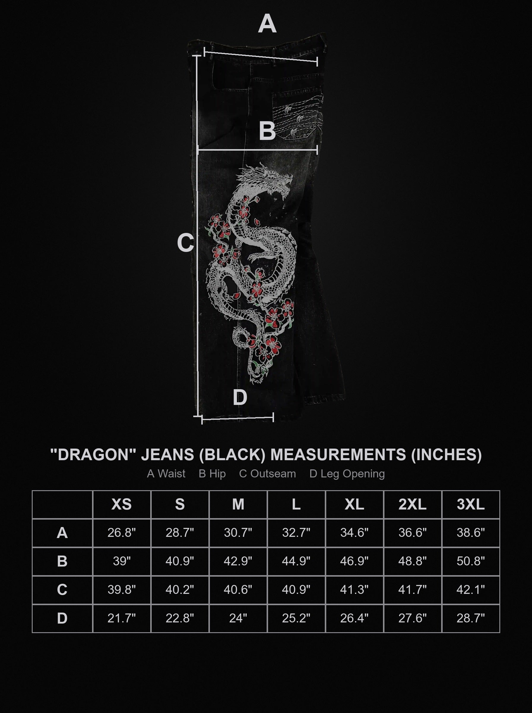 dragon-jeans-black size chart